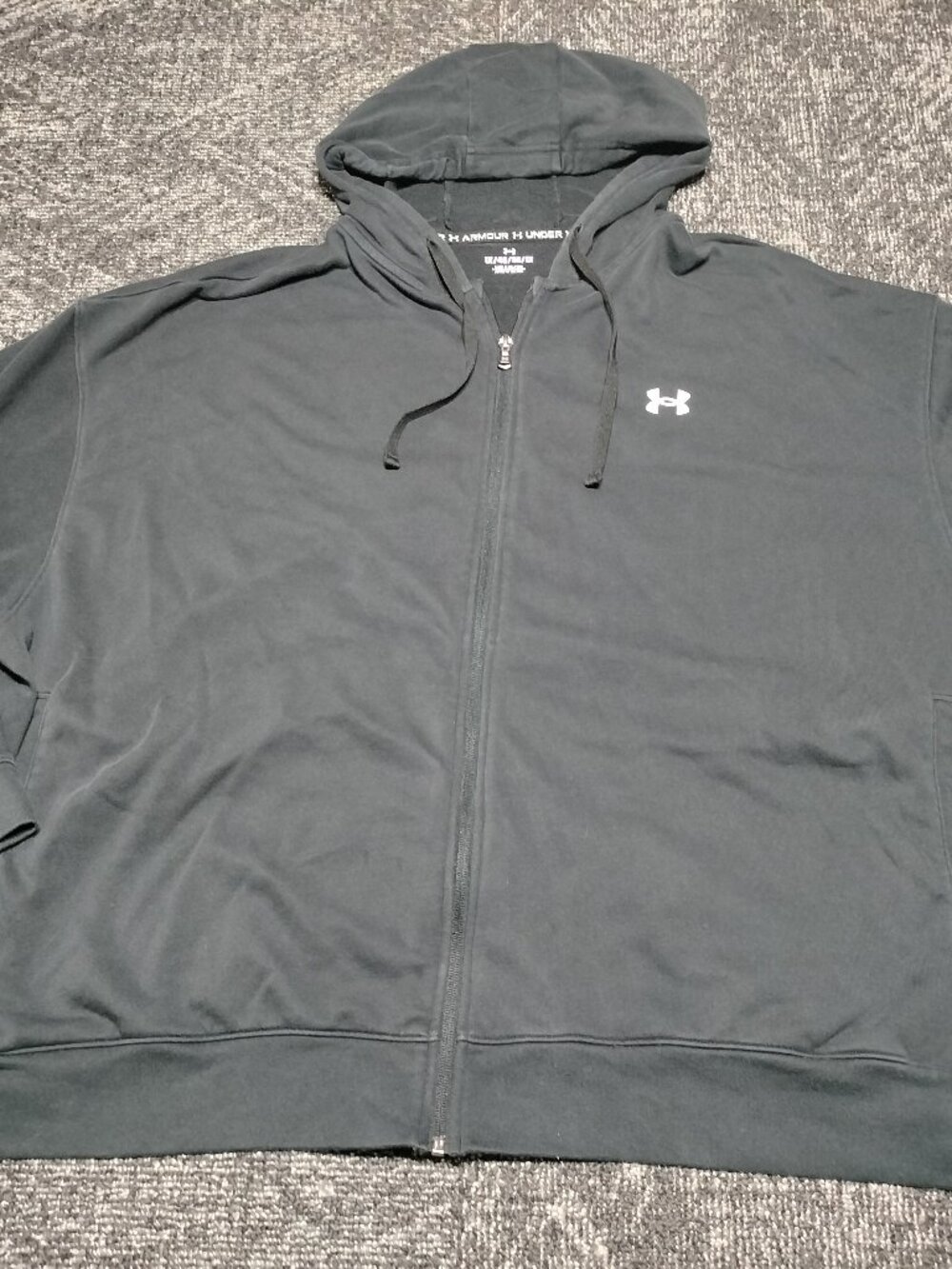 Under Armour Full Zip Hoodie Sweatshirt Men's XL 1X Black Fleece Hooded Pockets